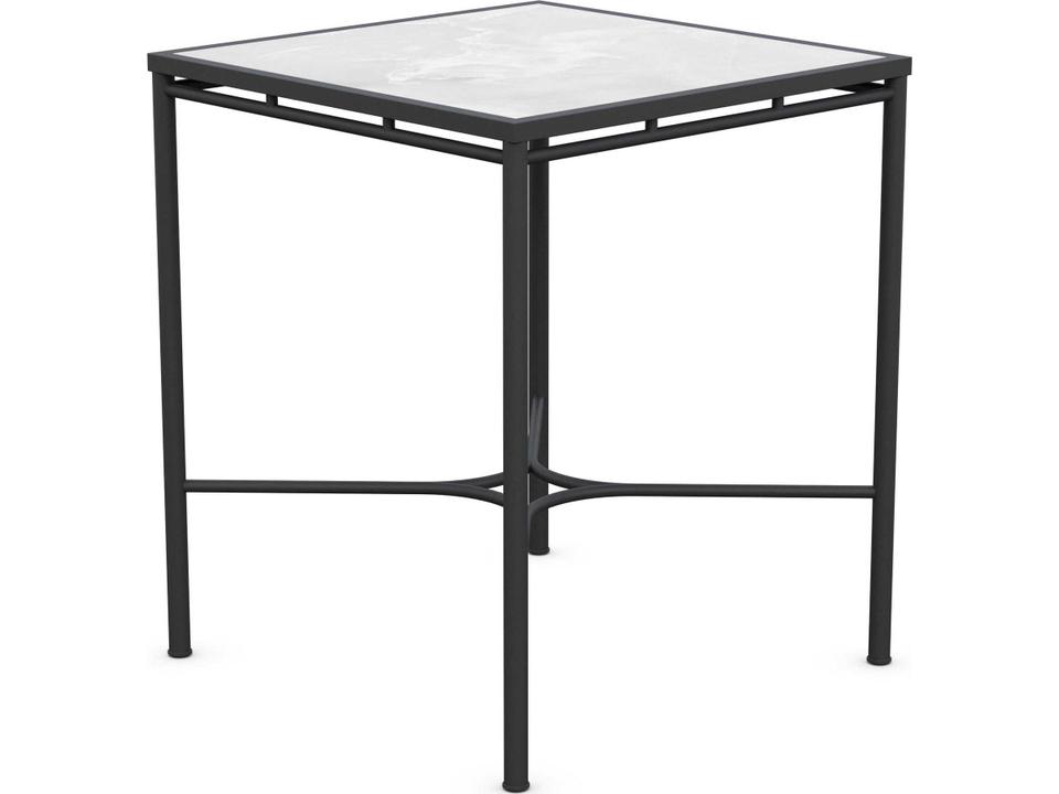 Athens 35-Inch Square Bar Table with Dekton Top and Noir Wrought Iron Frame