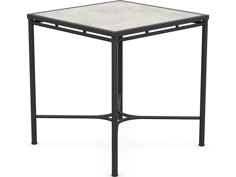 Athens Noir Square Counter Table in Alabaster Dekton and Black Iron