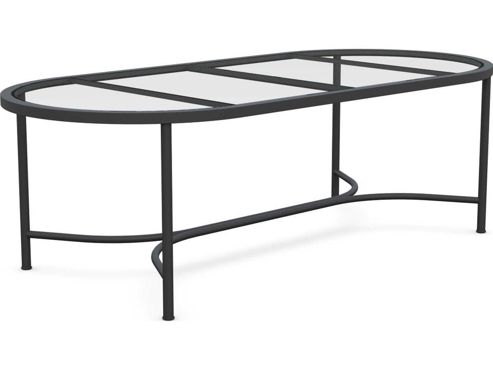 Athens Oval 96-Inch Dining Table with Tempered Glass Top