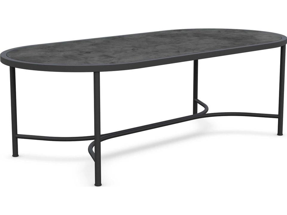 Athens 96 Inch Oval Wrought Iron Outdoor Dining Table with Micron Dekton Top