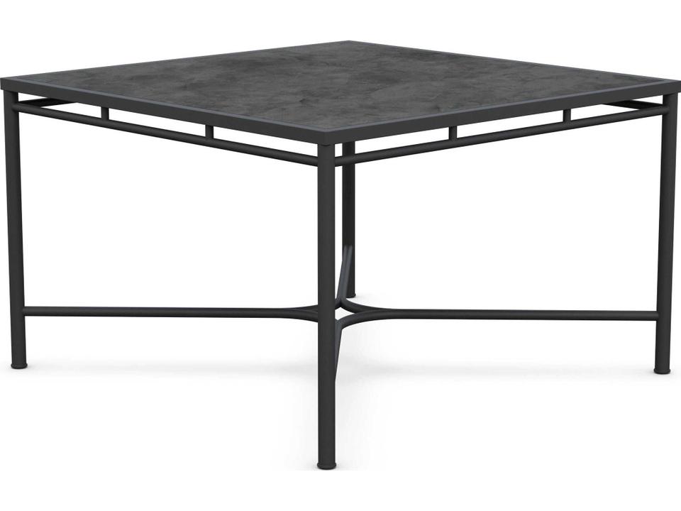 Athens 49-Inch Square Dining Table in Noir Wrought Iron and Matte Carbon Dekton
