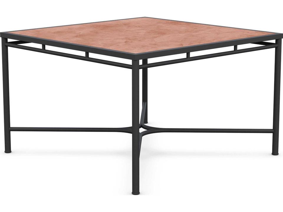 Athens 49-Inch Square Dining Table in Noir Wrought Iron with Umber Dekton Top