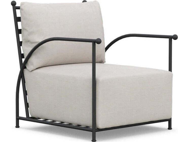 Athens High Back Outdoor Club Chair with Powder-Coated Iron Frame and Linen Cushion