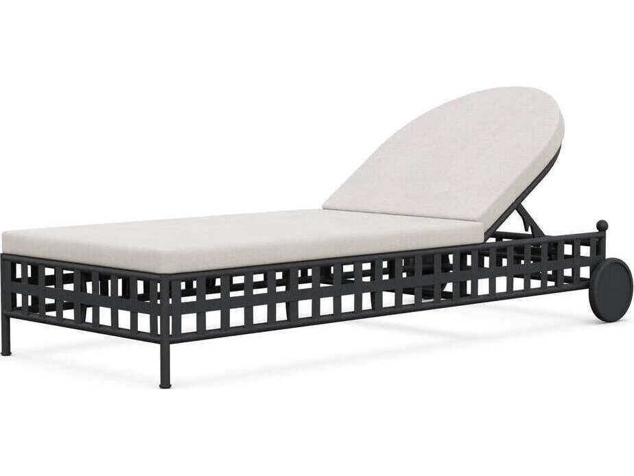 Athens Outdoor Wrought Iron Chaise Lounge with Linen Performance Cushion