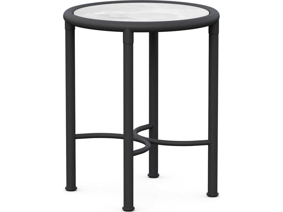 Athens Round End Table in Noir Wrought Iron with Helena Dekton Top