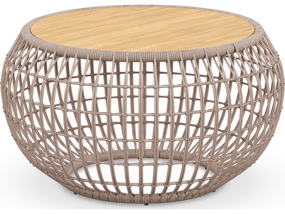 Barcelona Round Coffee Table with Teak Top
