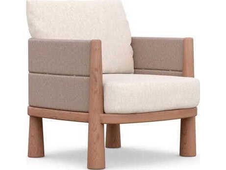 Biscayne Natural Teak Wicker Lounge Chair with Champagne Cushion