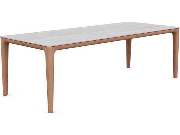 Boca 87-Inch Rectangle Dining Table with Travertine Engineered Stone Top