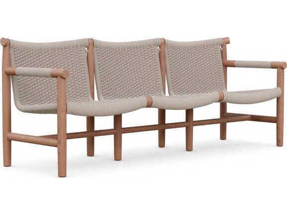 Boca 3-Seat Teak and Chicory Rope Outdoor Sofa