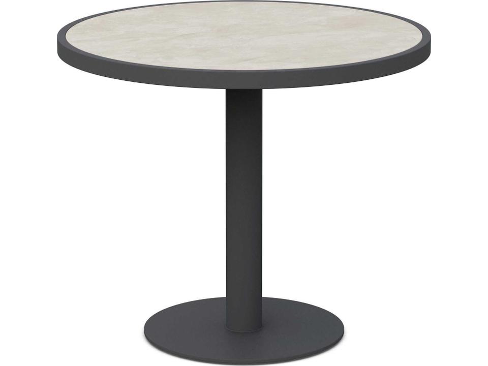 Bordeaux Round Dining Table with Alpine WeatherWood Top and Matte Charcoal Frame