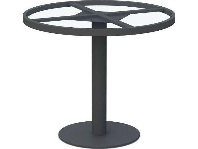 Bordeaux Square Aluminum Dining Table Base in Matte Charcoal