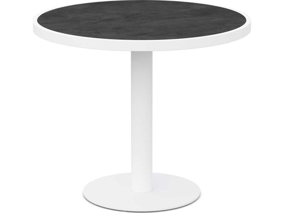 Bordeaux 48-Inch Round Dining Table with Dekton Top and Matte White Aluminum Frame