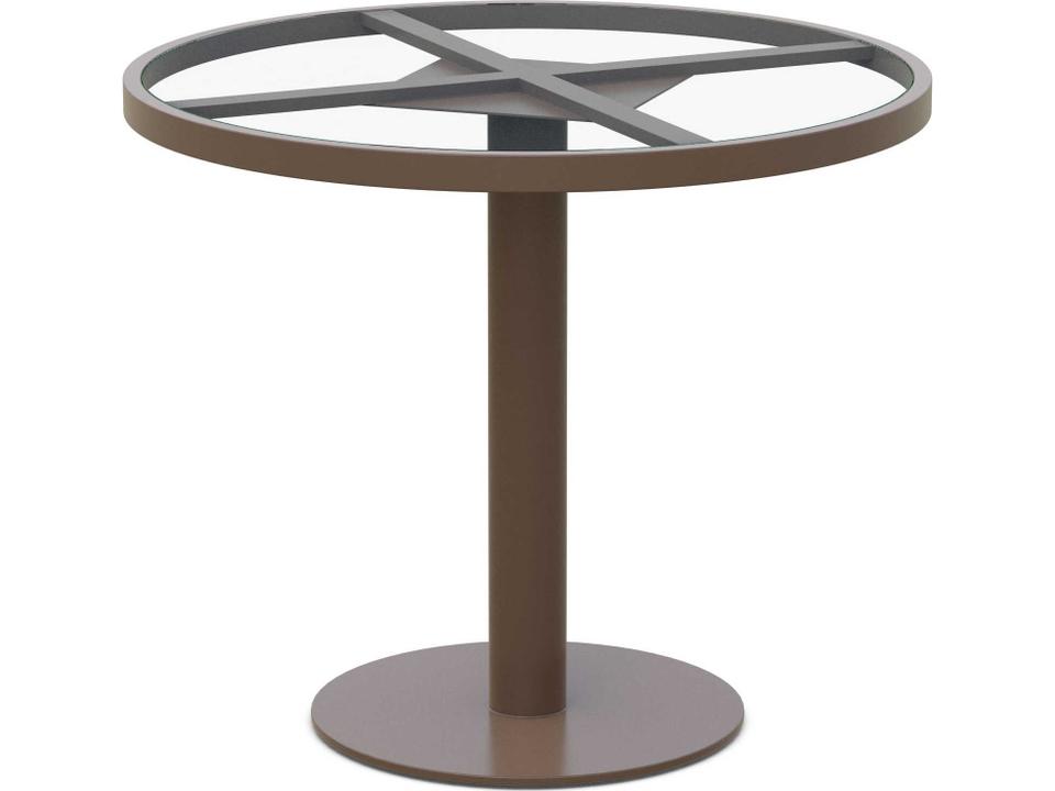 Bordeaux 35 Inch Round Dining Table with Glass Top and Matte White Aluminum Frame
