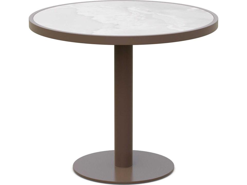 Bordeaux Round Dining Table with Helena Dekton Top and Matte Bronze Aluminum Frame