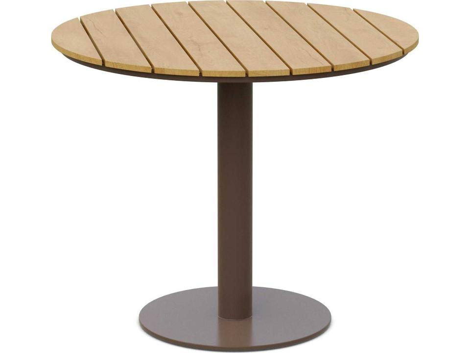 Bordeaux 35-Inch Round Outdoor Dining Table in Matte Charcoal with WeatherWood Top