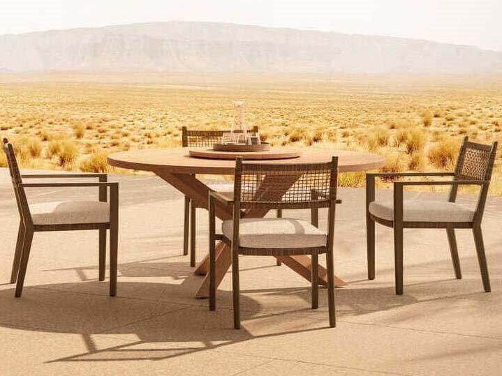 Bozeman Teak and WIcker Dining Room Set
