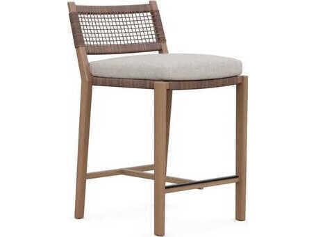 Bozeman Counter Stool Hand-Wrapped Wicker Aluwood Frame Set of 2