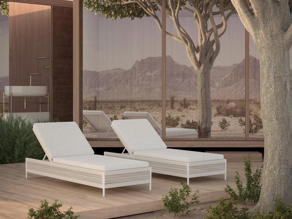 Catalina White Rope Patio Lounge Set