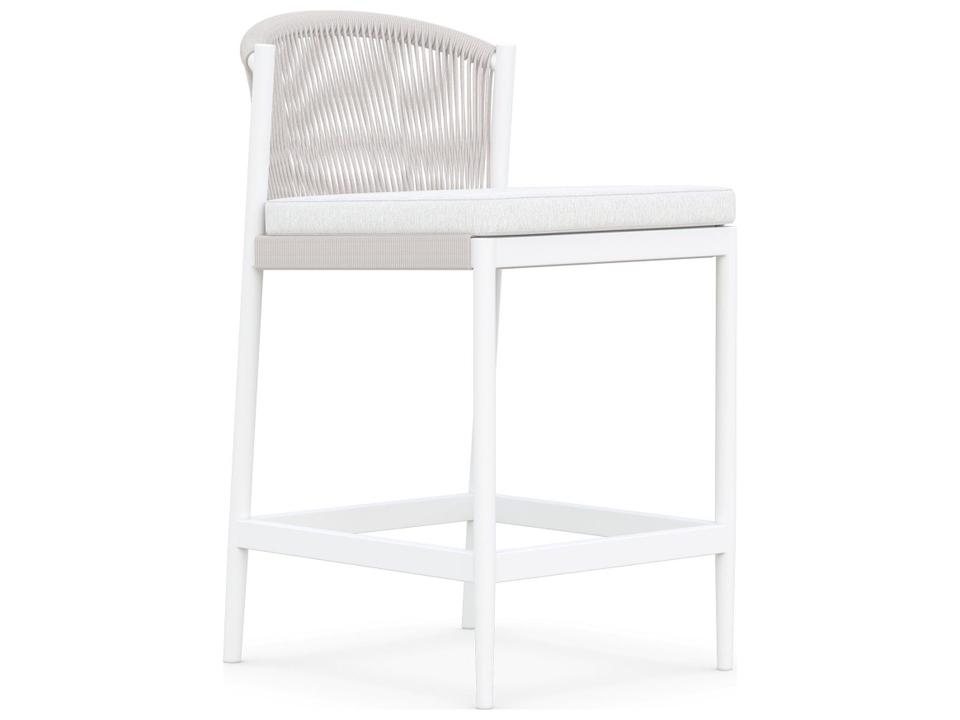 Catalina All-Weather Rope Outdoor Counter Stool in Sand with Cloud Cushion