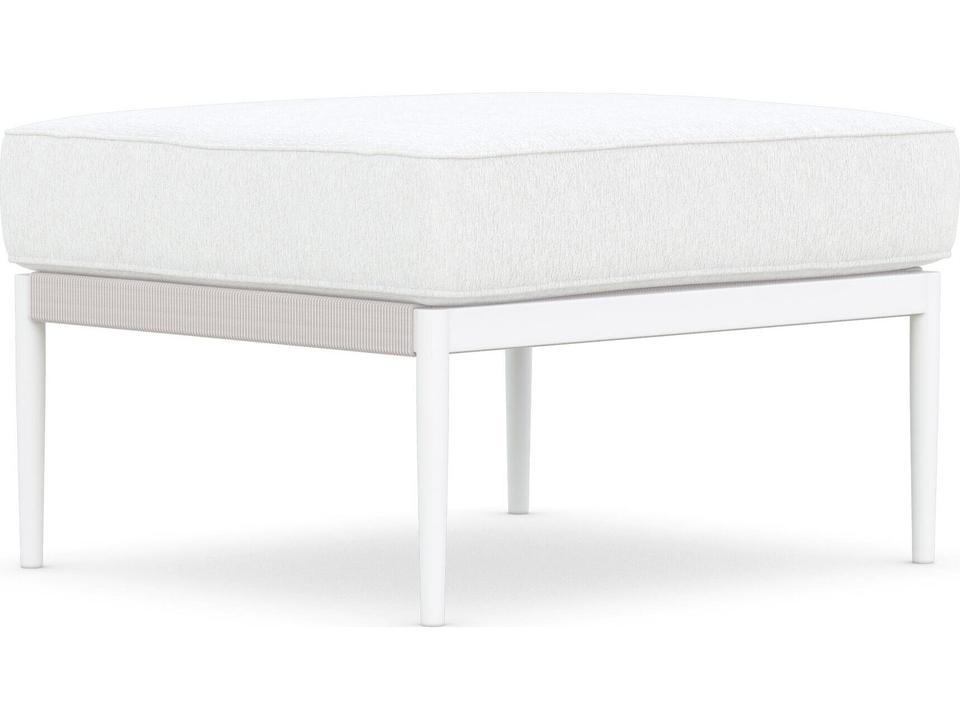 Catalina Sand All-Weather Rope Patio Ottoman with Cloud Cushion