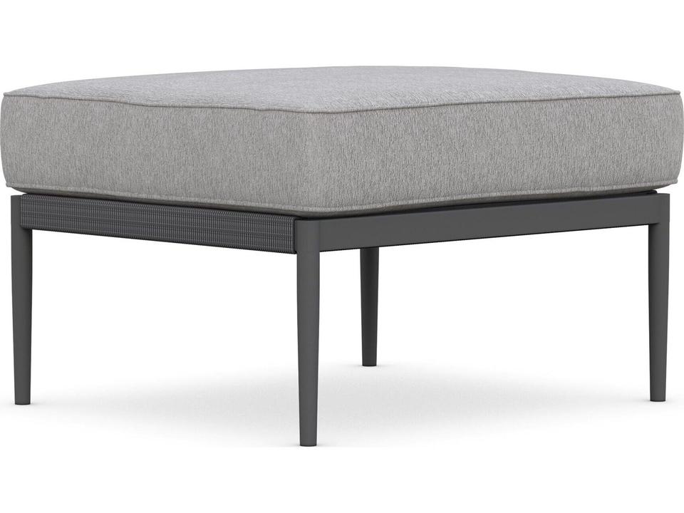 Catalina Ash All-Weather Rope Outdoor Ottoman with Fog Cushion