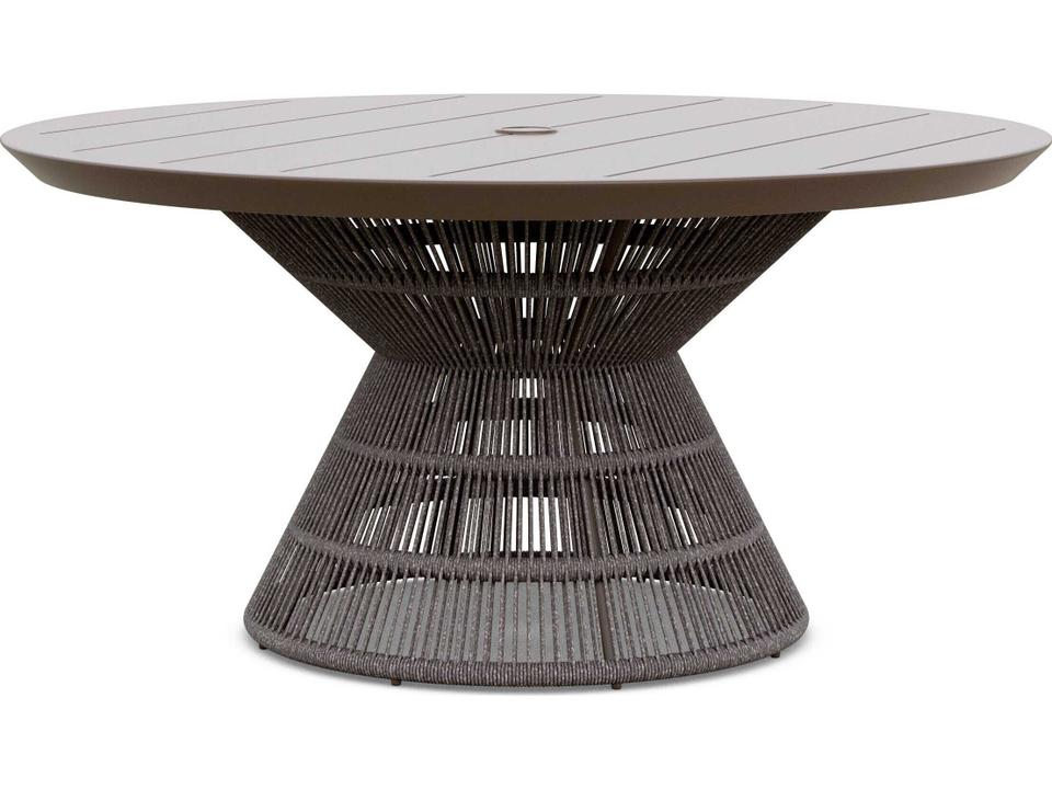 Captiva Matte Bronze Aluminum Rope Round Umbrella Hole Dining Table