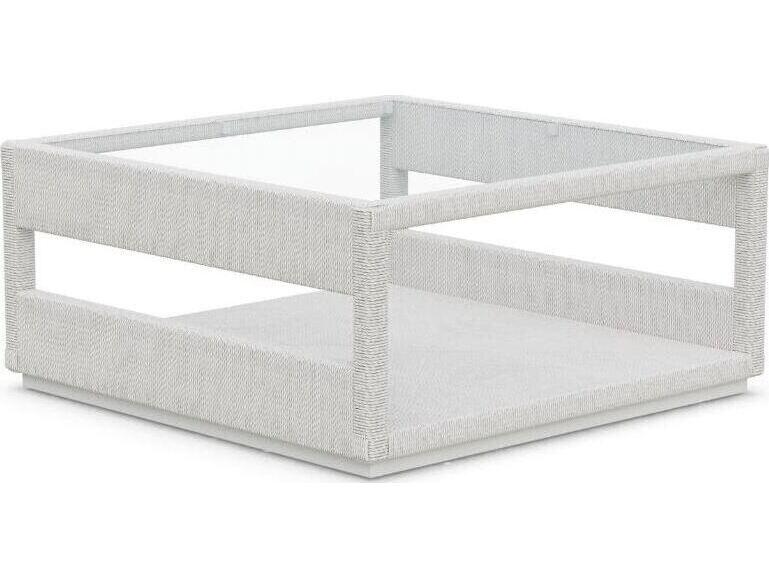 Cypris Square Coffee Table Wicker Base in Bone