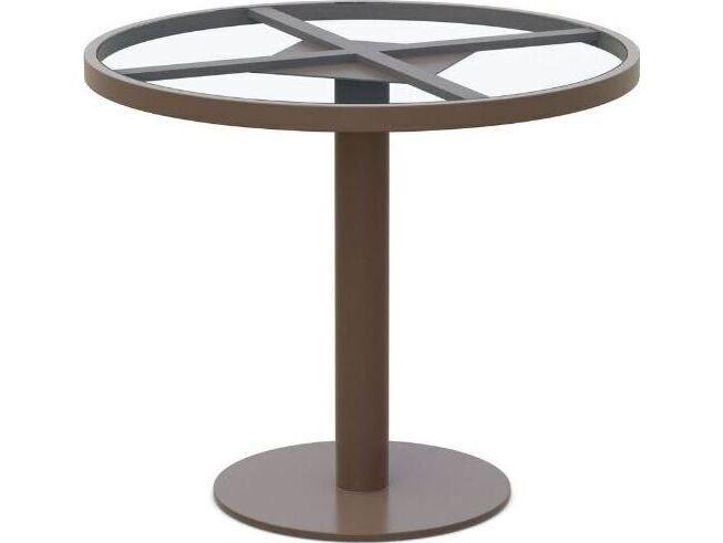 Leon 35-Inch Round Aluminum Dining Table Frame Only in Matte Bronze
