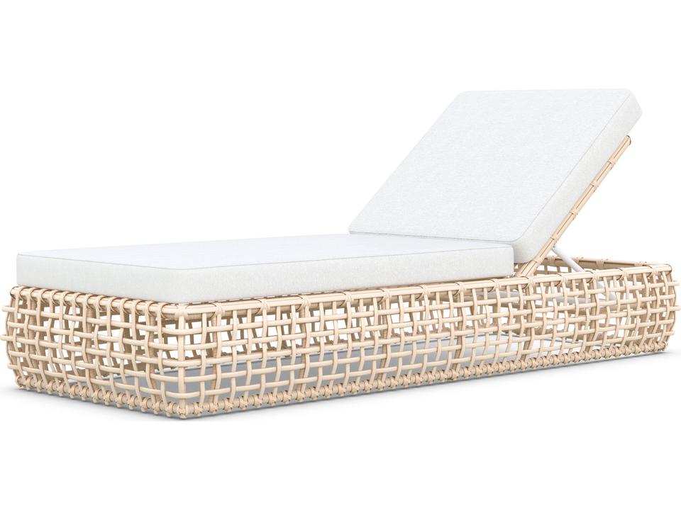 Kiawah Almond All-Weather Wicker Outdoor Patio Chaise Lounge with Cloud Cushion