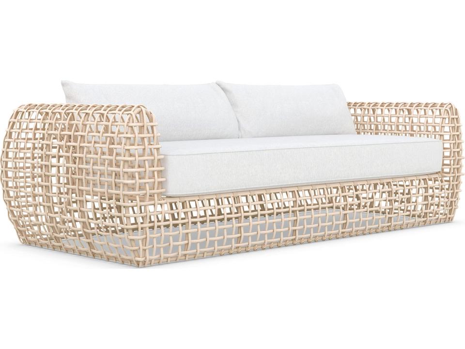 Kiawah Almond All-Weather Wicker Outdoor Patio Sofa with Cloud Cushion