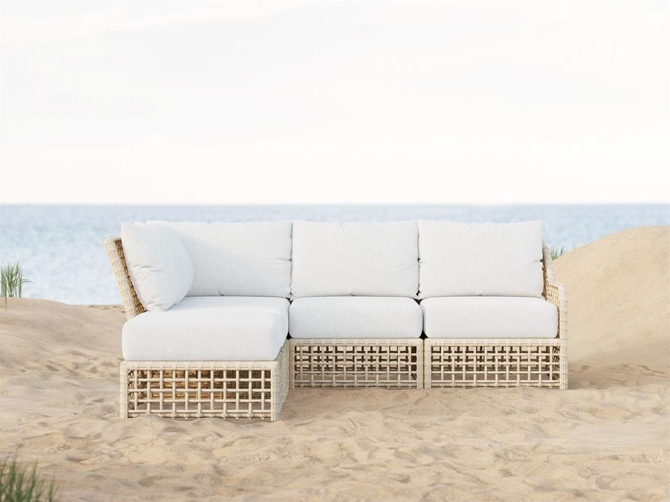 Kiawah Almond All-Weather Wicker Sectional Outdoor Patio Lounge Set