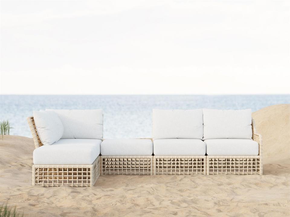 Kiawah Almond All-Weather Wicker Sectional Patio Lounge Set