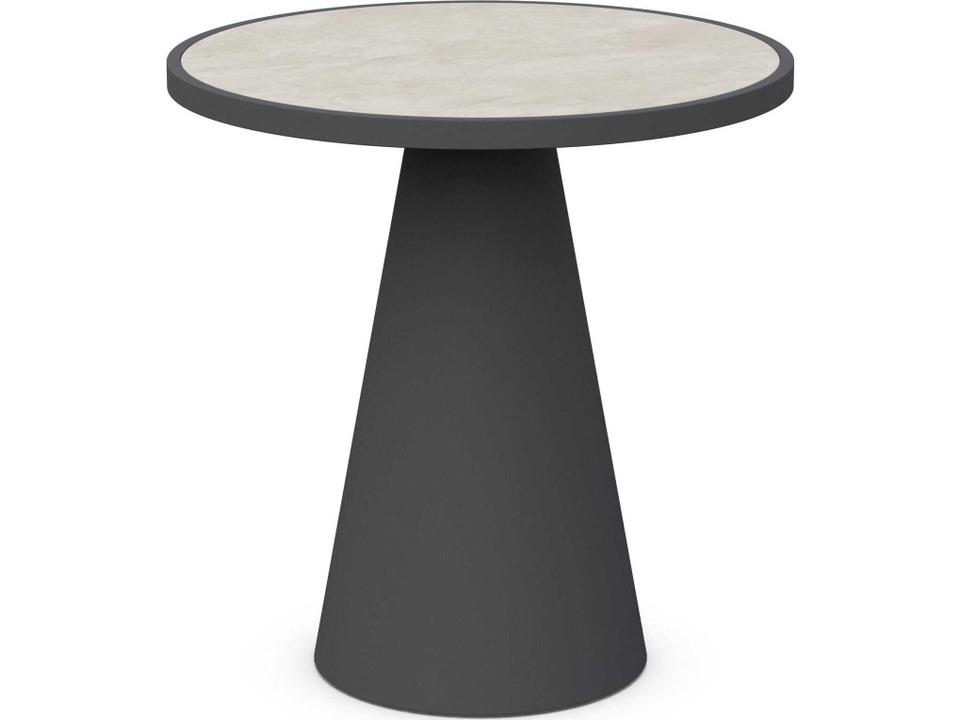 Leon Round Outdoor Bar Table in Matte Charcoal with Albarium Dekton Top