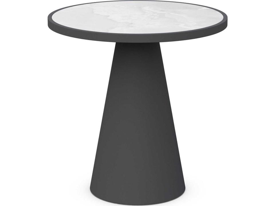 Leon Round Outdoor Counter Table with Helena Dekton Top and Charcoal Aluminum Frame