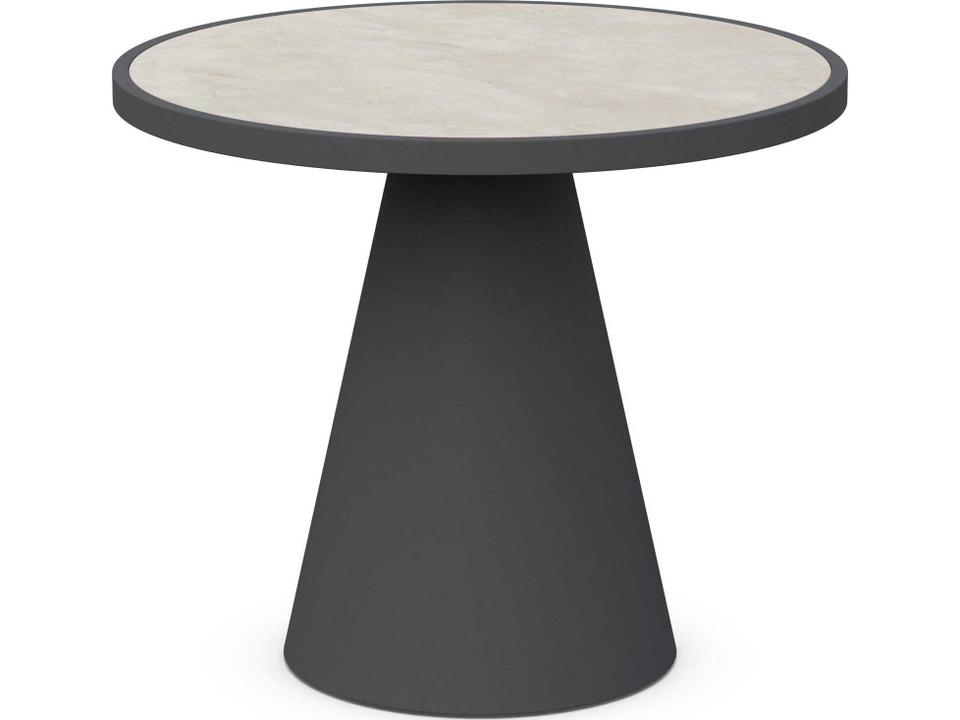 Leon 35.5-Inch Round Outdoor Dining Table with Albarium Dekton Top Bronze Base