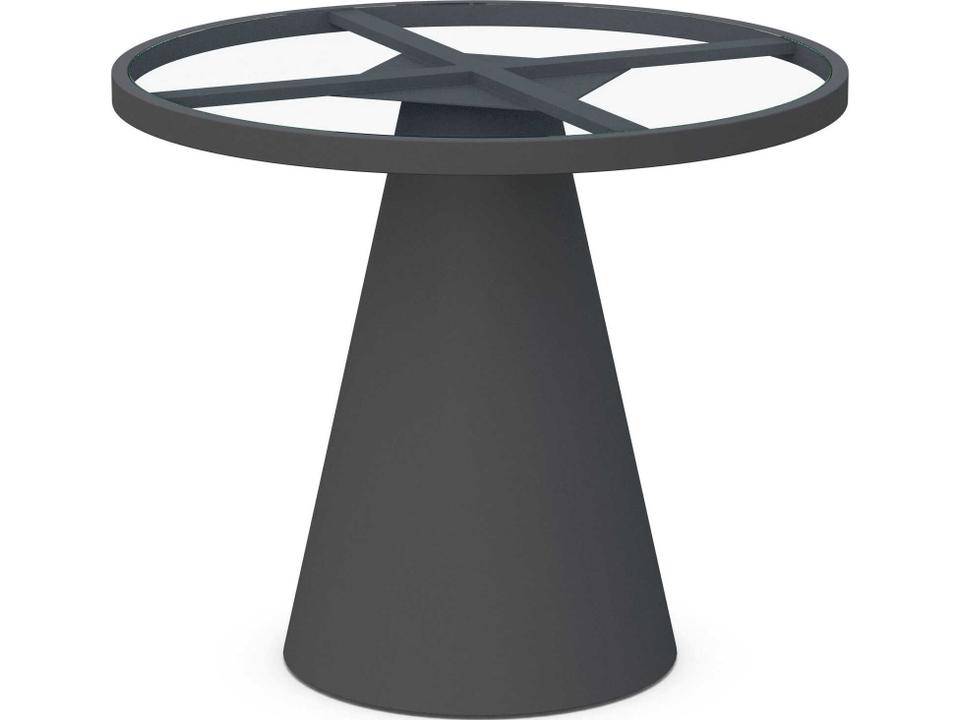 Leon Square Outdoor Dining Table with Black Tempered Glass Top