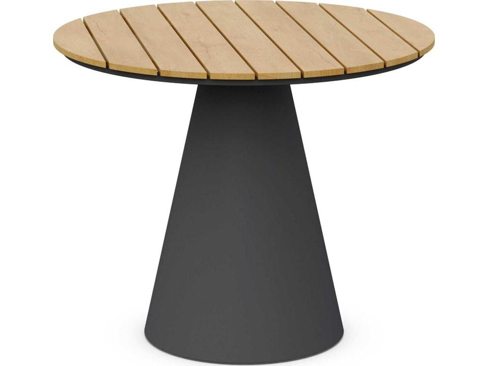 Leon 35-Inch Round Alpine WeatherWood Outdoor Dining Table Matte White