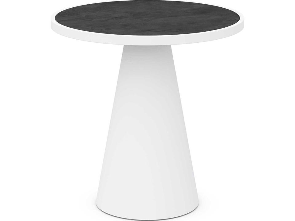 Leon Round Outdoor Counter Table in Matte Charcoal Aluminum with Dekton Top