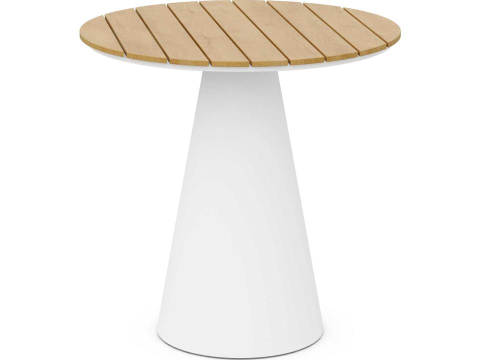 Leon Round Counter Table with Alpine WeatherWood Top in Matte White