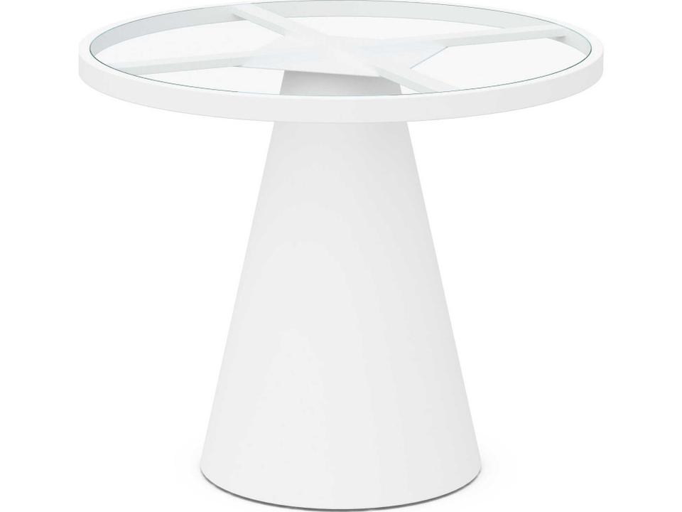 Leon 35.4 Inch Round Outdoor Dining Table with Bronze Dekton Top