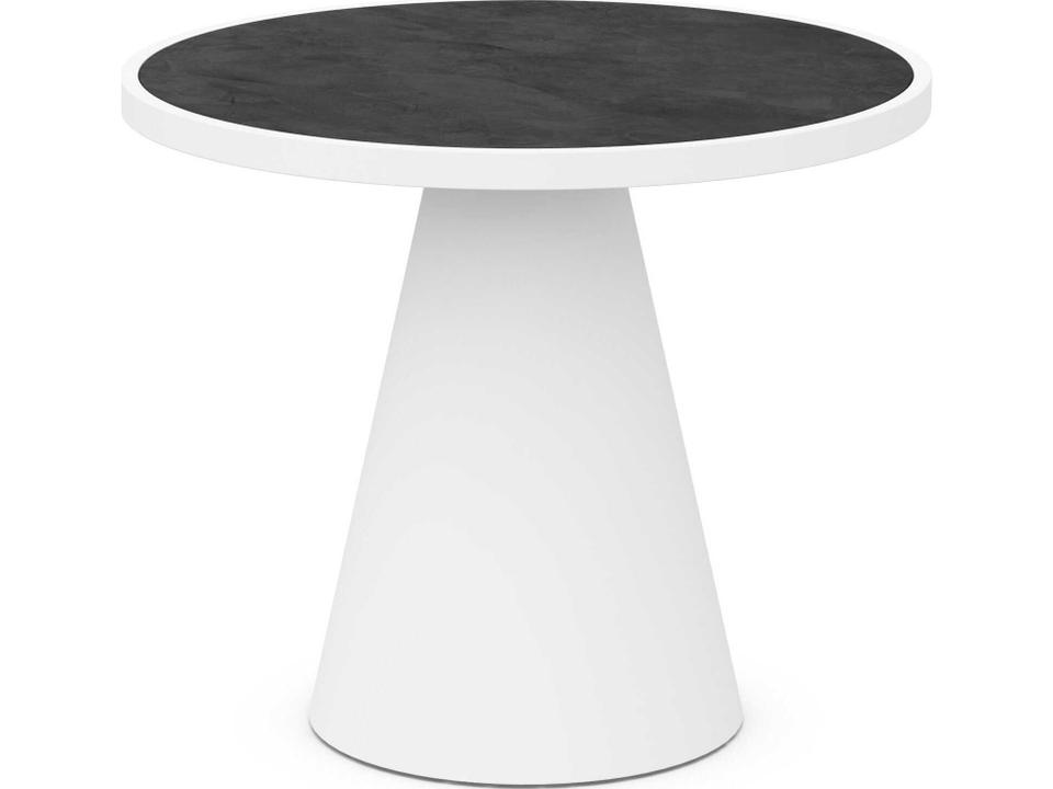 Leon 35-Inch Round Outdoor Dining Table in Matte Charcoal with Dekton Top