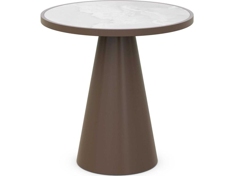 Leon Round Dining Table with Helena Dekton Top and Aluminum Frame