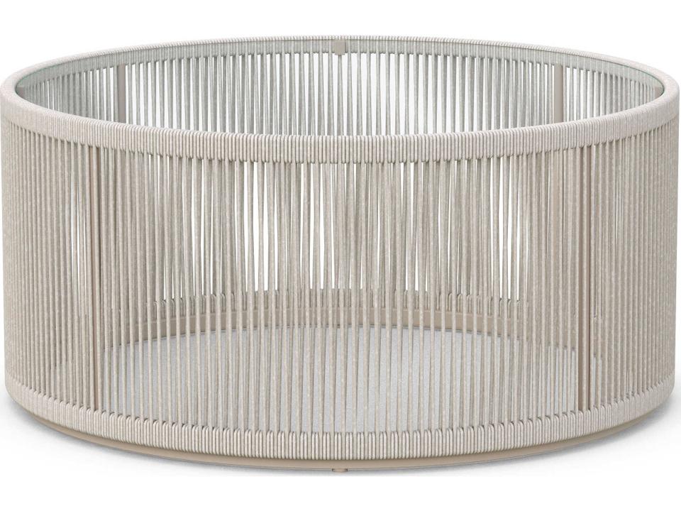 Malta Round Outdoor Coffee Table in Birch with Tempered Glass Top