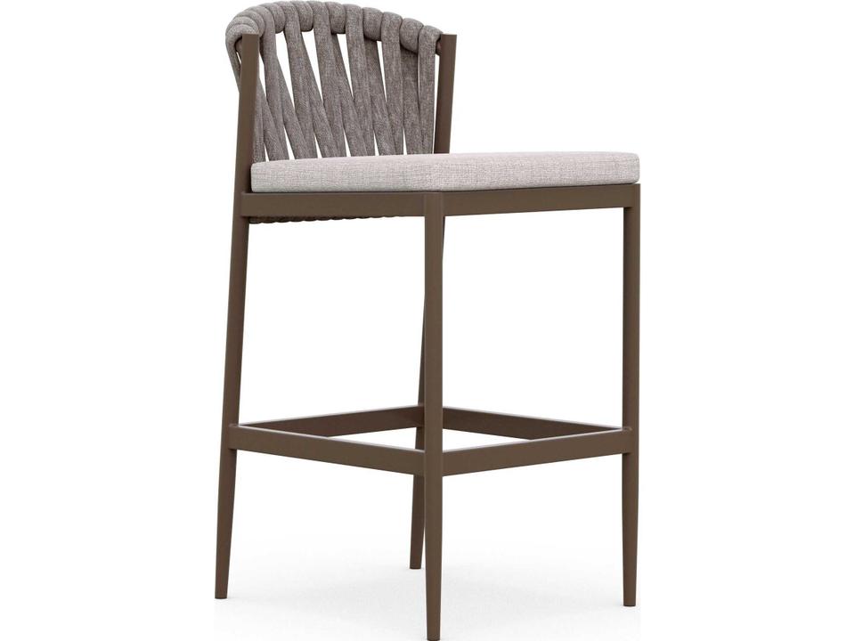Maui All-Weather Rope Bar Stool in Bronze with Fawn Cushion