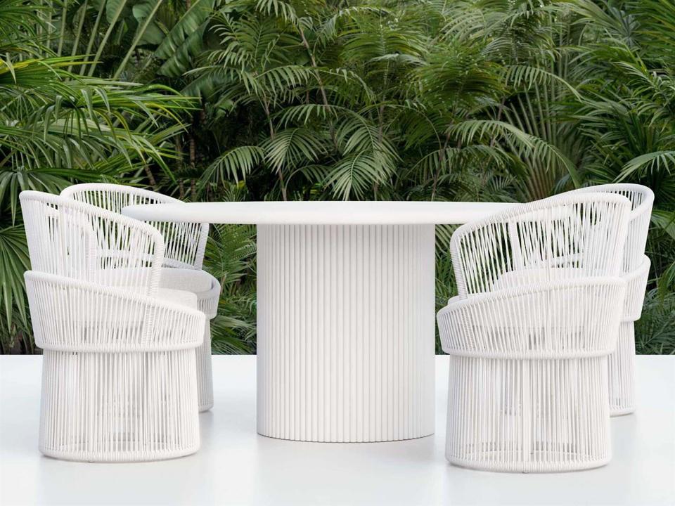 Palma White Aluminum Dining Room Set