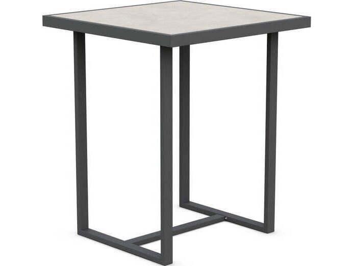 Pavia 35-Inch Square Dekton Bar Table with Aluminum Base in Matte Charcoal