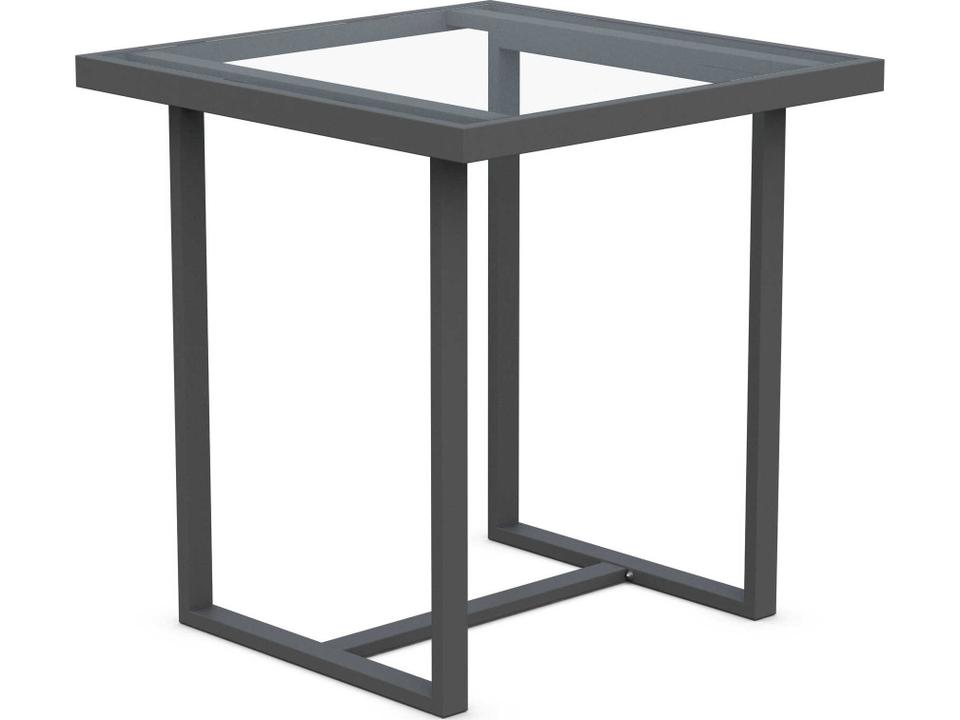 Pavia 35-Inch Square Counter Table with Glass Top in Matte Charcoal