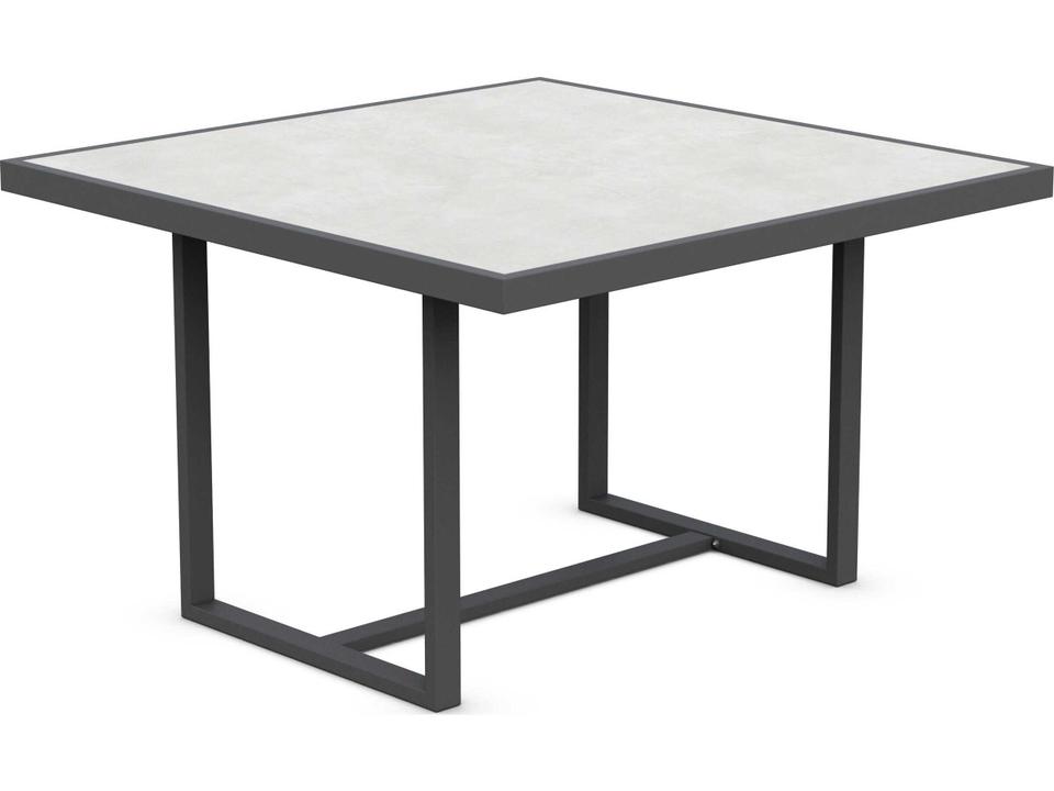 Pavia 48-Inch Square Aluminum Dining Table with Helios Dekton Top