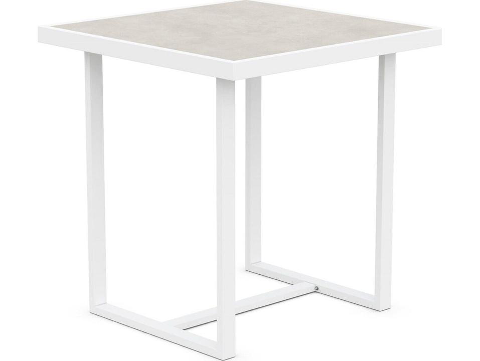 Pavia 35-Inch Square Aluminum Counter Table with Dekton Top in Matte White
