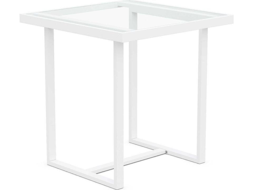 Pavia Square Aluminum Counter Table in Matte White